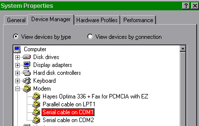 The Modems and Available DCC Ports Apear In the Modems Group