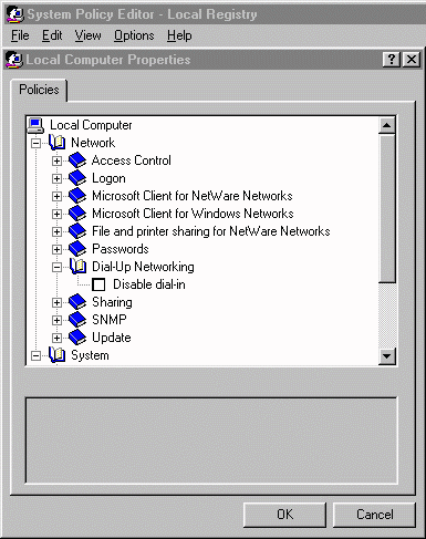 Local Computer Properties/ Network/ Dial-Up Networking /DeSelect 
Disable Dialin