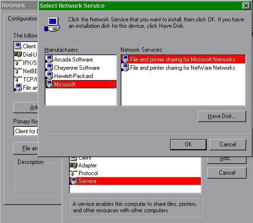 Click Add, Client / Microsoft / Client for Microsoft Networks